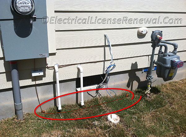There is no minimum burial depth required for a grounding electrode conductor. Question: Is the conductor connecting the two ground rods (between the electrodes) required to be continuous, without a splice? Can the grounding electrode conductor be run from the service, through the intersystem bonding terminal and down to the first ground rod if it is continuous, without a splice?