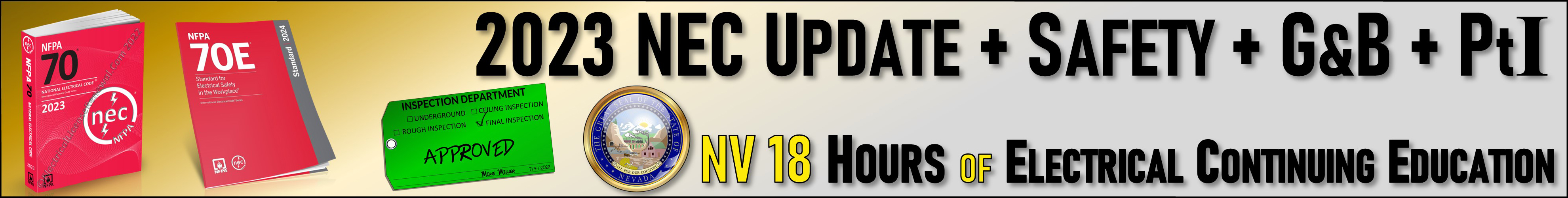 2023 NEC Update + Electrical Safety. 18 Hours Banner