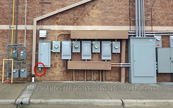 At least one 125-volt, single-phase, 15- or 20-ampere receptacle is required within 50 ft. of this electrical service equipment.