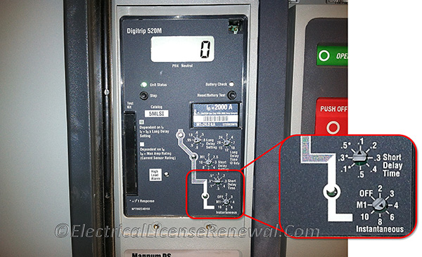 An instantaneous trip feature must be less than the available arcing current. This is usually ensured by an analysis to determine the arcing current.