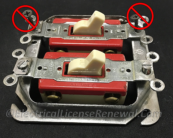 Drywall screws cannot be used to attach a switch to a box.