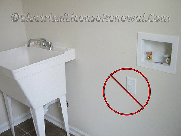 This GFCI type receptacle is readily accessible now, but it will not be when the clothes washer is set in place.