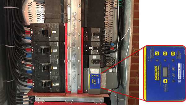 Here is an SPD installed in the panelboard. Question: Could a type 4 SPD be field installed in a panelboard by the electrician?