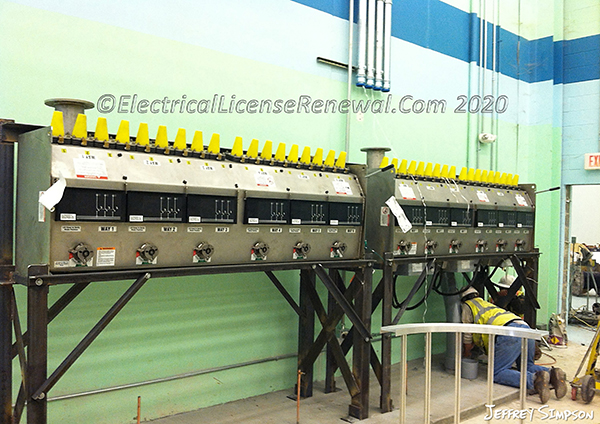 In this 2011 image, the 12,470-volt, fully submersible electric service was just set in place. This service only supplied 3-phase industrial loads that did not use a grounded neutral conductor. If installed according to the 2020 NEC, a grounded conductor would have been required to be run to the equipment.