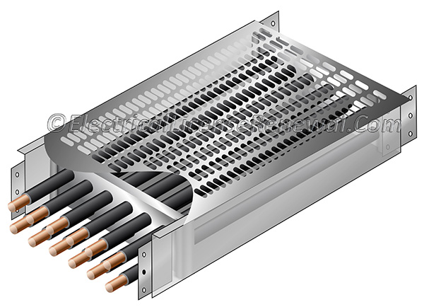 Cablebus is an assembly of sections with insulated conductors forming a structural system used to securely support conductors in a protective metal housing. The assembly is designed to carry fault current and to withstand the magnetic forces of such current.