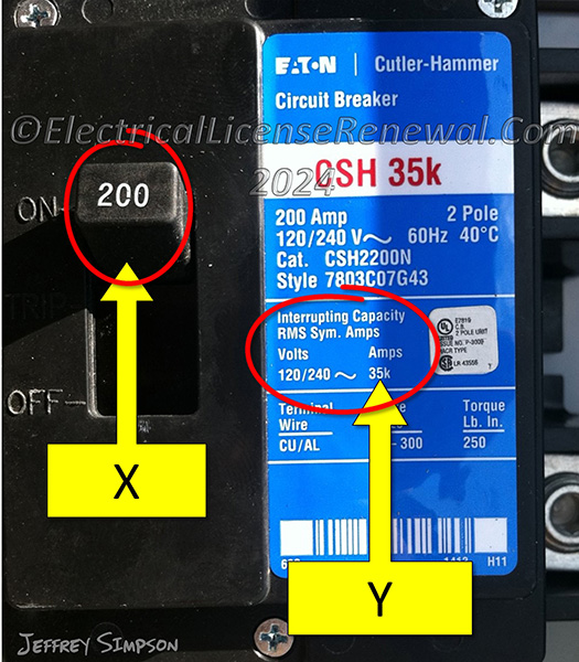 The interrupting rating is the highest current at rated voltage that a device is identified to interrupt under standard test conditions.