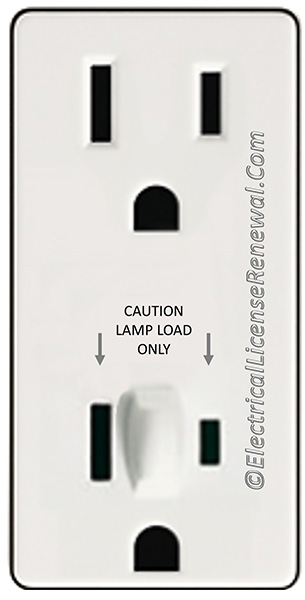 The bottom receptacle in the duplex requires a special plug cap that mates with the receptacle that will be controlled by the dimmer. The bottom receptacle in the duplex requires a special plug cap that mates with the receptacle that will be controlled by the dimmer.