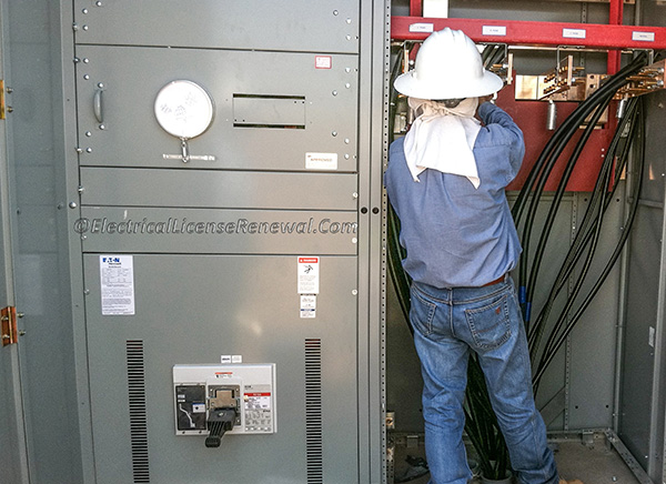 Typical service switchgear about to have the utility service entrance conductors terminated by the lineman.