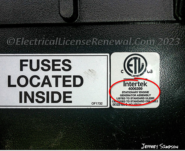 In Oregon, Stationary generators are NOT required to be listed even though most already are.