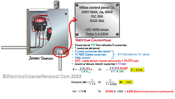 Try the FC2 calculator and compare your math to the old school calculation in the image. Change the length of wire to see how it impacts the available fault current.