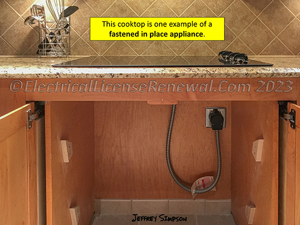 This cooktop is one example of a fastened in place appliance.