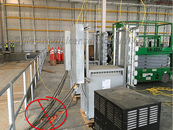 Temporary cables and flexible cords used as branch circuits and feeders for construction power are not permitted to be laid on the floor.