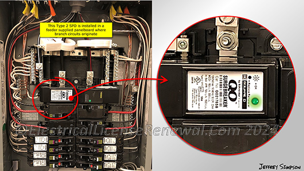 Type 2 SPDs are typically installed on the load side of a service disconnect, feeder disconnect, or on the load side of the first overcurrent device in a separately derived system.