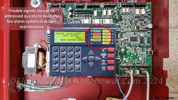 Trouble signals should be addressed quickly to keep the fire alarm system in proper maintenance.