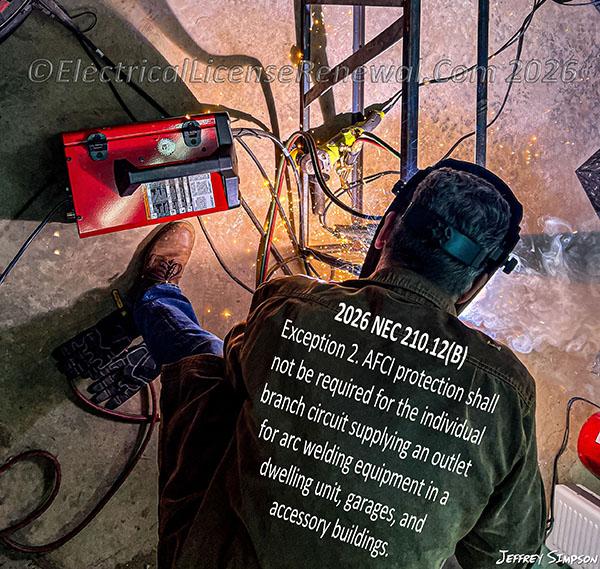 AFCI protection shall not be required for the individual branch circuit supplying an outlet for arc welding equipment in a dwelling unit, garages, and accessory buildings.