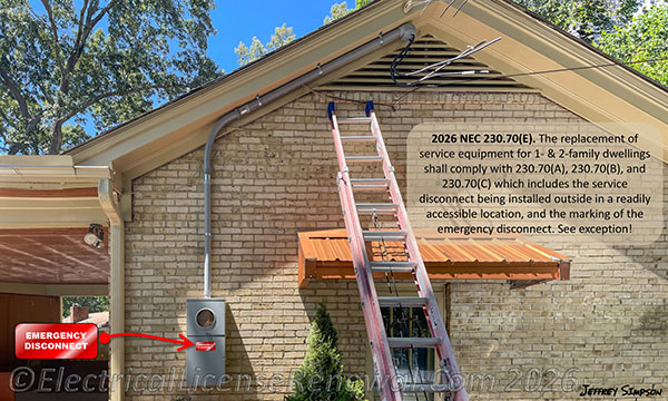 Replacement of service equipment for one- and two- family dwellings shall comply with 230.70(A), 230.70(B), and 230.70(C).