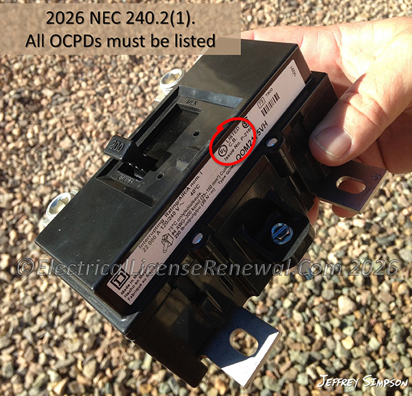 All OCPDs must be listed, not just those protecting branch circuits.