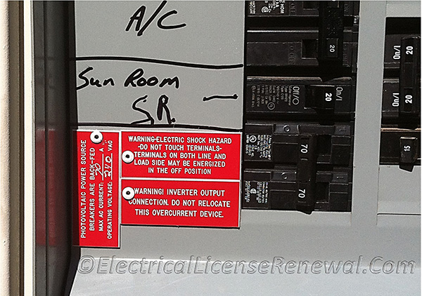 Backfed circuit breaker located at opposite end of main breaker.