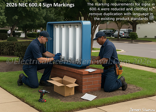 The marking requirements for signs in 600.4 were reduced and clarified to remove duplication with language in the existing product standards.