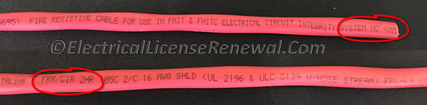 Fire resistive cables require specific marking.
