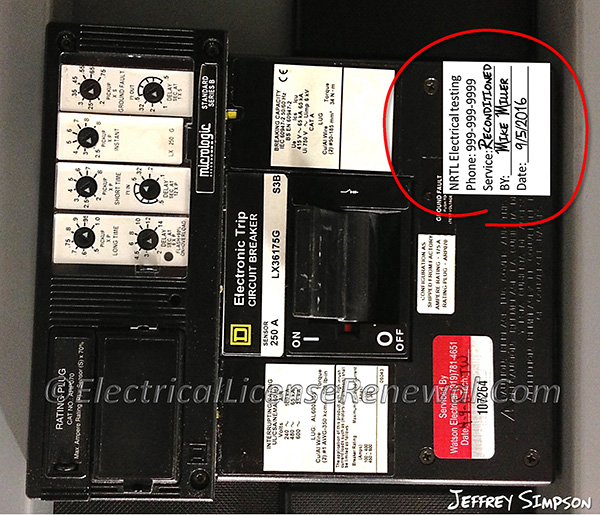 Reconditioned equipment must be marked with the name, trademark, or other descriptive marking by which the organization responsible for reconditioning the electrical equipment can be identified, along with the date of the reconditioning.