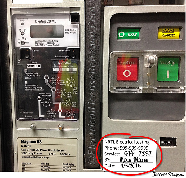 Even though testing companies generally test GFP devices while the equipment is de-energized, the GFP test required in 230.95(C) does not fall under the jurisdiction of new section 110.41.