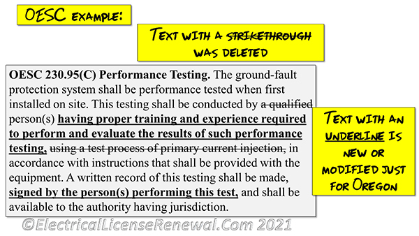 NEC Section 230.95 is a perfect example of NEC code language amended in the OESC. This code section is covered later in the course.