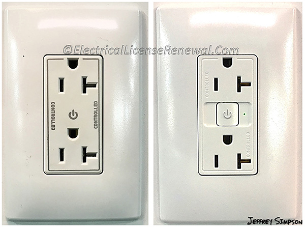 Both receptacles are marked with the correct symbol (in the center of the device) and the word “controlled”.