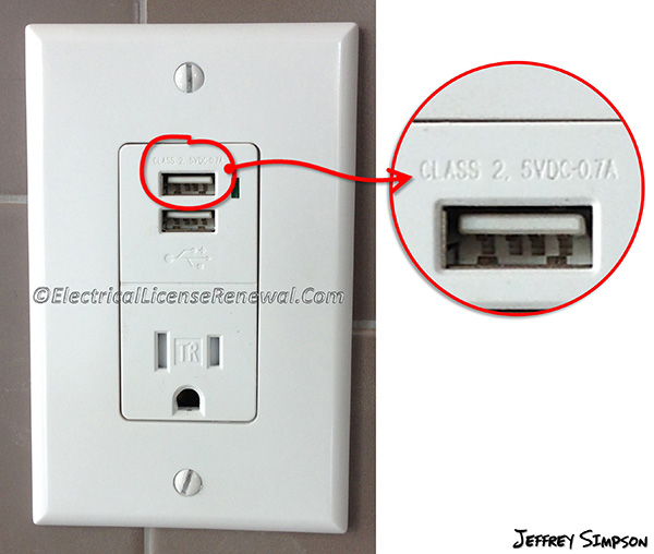 Here is a listed tamper-resistant receptacle with Class 2 circuitry integral to the receptacle.