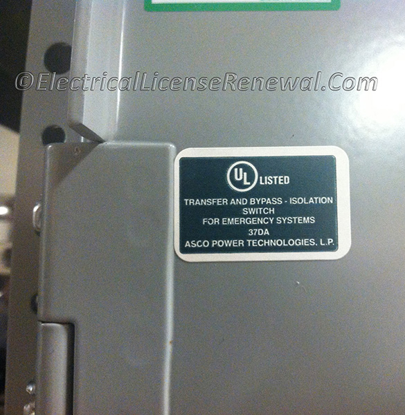 This automatic transfer switch is listed by UL and is suitable for use on emergency systems as required in NEC 700.5(C).