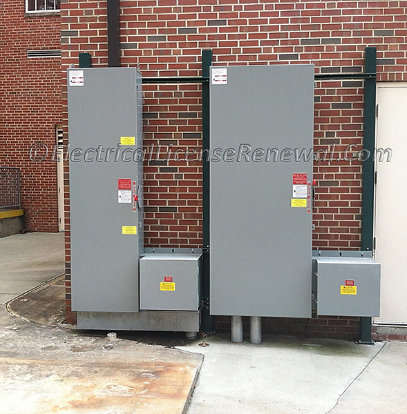 Large switches with overcurrent devices are often installed close to the ground in order to ensure that the switch handle is reachable.
