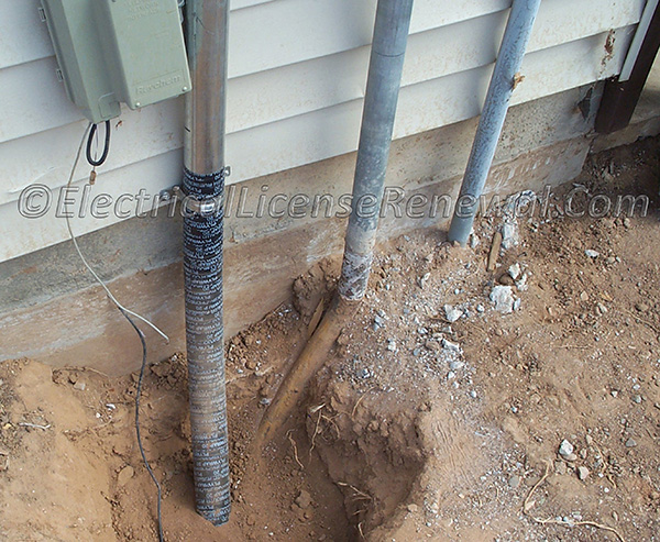 In some states, EMT installed in direct contact with the soil requires supplemental corrosion protection such as this pipe wrap.