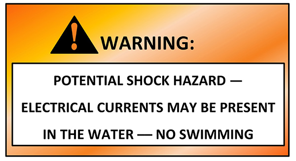 Permanent safety signs shall be installed to give notice of electrical shock hazard risks to persons using or swimming near a boat dock or marina.