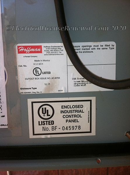 There are two listing labels for this equipment, one for the cutout box and another for the entire industrial control panel including the enclosure.