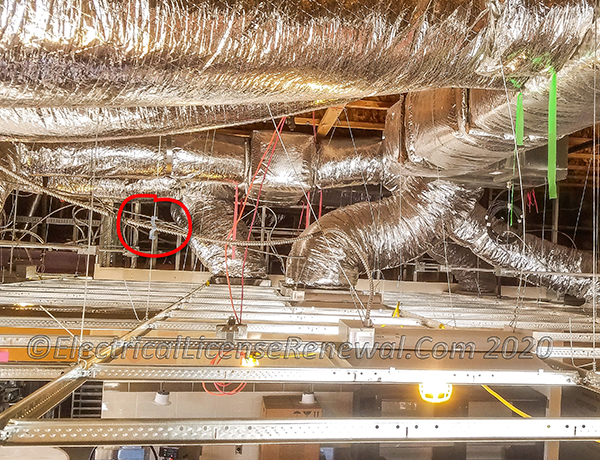 In MA, branch-circuit wiring associated with equipment supported by a suspended ceiling that is not an integral portion of a fire-rated floor/ceiling or roof/ceiling assembly is permitted to be supported by the ceiling support wires.