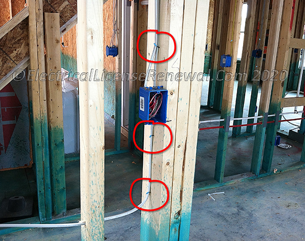 In MA, if staples are used for cable sizes smaller than three 8 AWG conductors, they shall be of the insulated type, or listed noninsulated staples driven by staple guns.