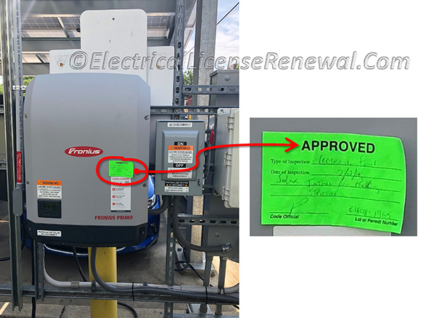 This solar photovoltaic (PV) installation has been found acceptable and was approved by the city inspector.