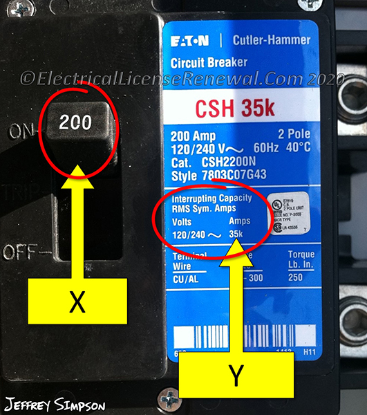 The interrupting rating is the highest current at rated voltage that a device is identified to interrupt under standard test conditions.