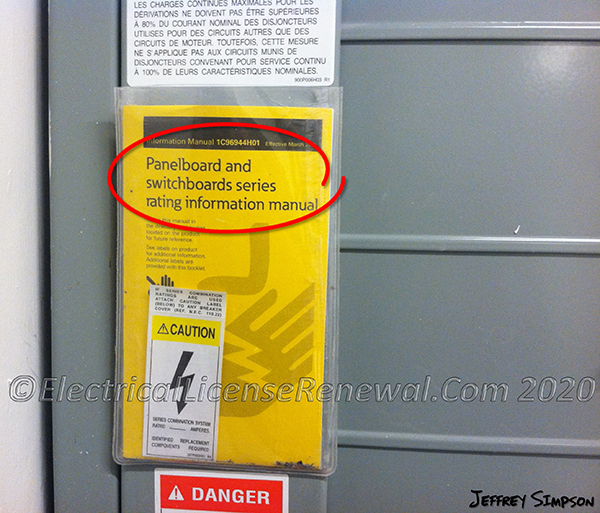 Unfortunately, the series rating book is usually one of the first things tossed into the trash by the electrician after the panelboard is installed. This one was fished out of the trash and placed at the switchgear after the inspector red tagged it during the final inspection.