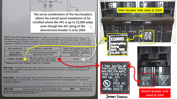 Refer to the labeling inside the panelboard enclosure to verify a series combination.